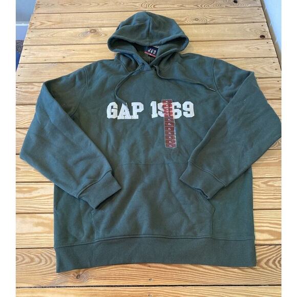 NWT $59.95 Gap Logo Hoodie Sweatshirt Size XL Men’s Green - Picture 1 of 9